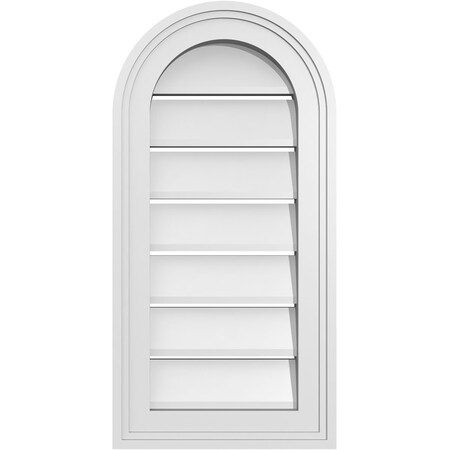 Ekena Millwork Round Top Surface Mount PVC Gable Vent: Functional, w/ 2"W x 1-1/2"P Brickmould Frame, 12"W x 24"H GVPRT12X2402SF